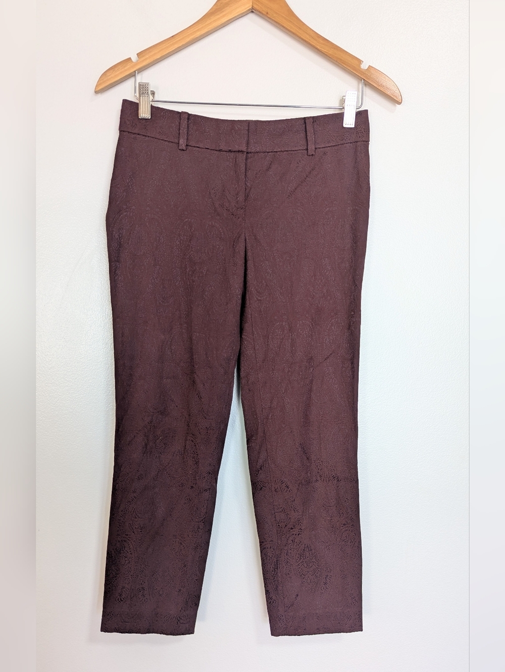 Ann Taylor Reddish Brown Paisley Print Baroque Straight Pant Size 0P